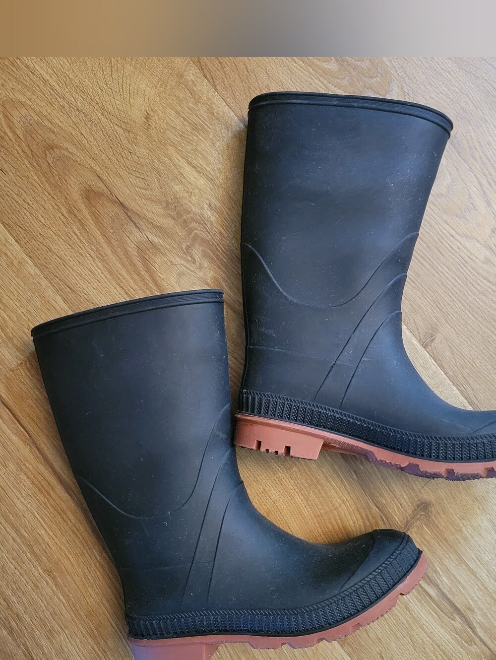 Cat & Jack Black Kids Rain Boots with Brown Outsole